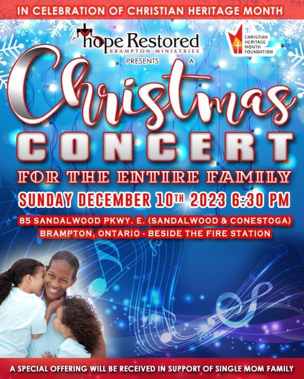December 10, 2023 Chirstmas Concert at Hope Restored Brampton Ministries 